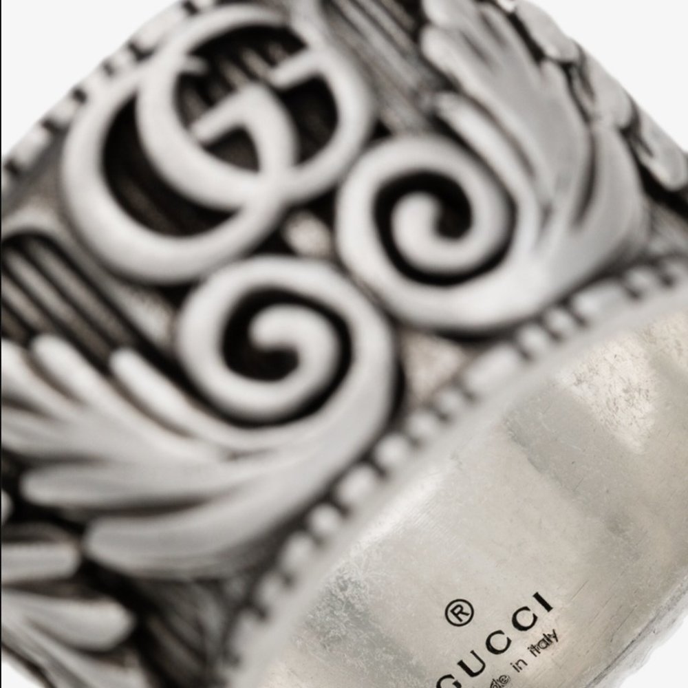 HOST PICK! 🥳 Gucci Double G Sterling Silver Leaf Motif Ring NEW IN BOX - Picture 2 of 11